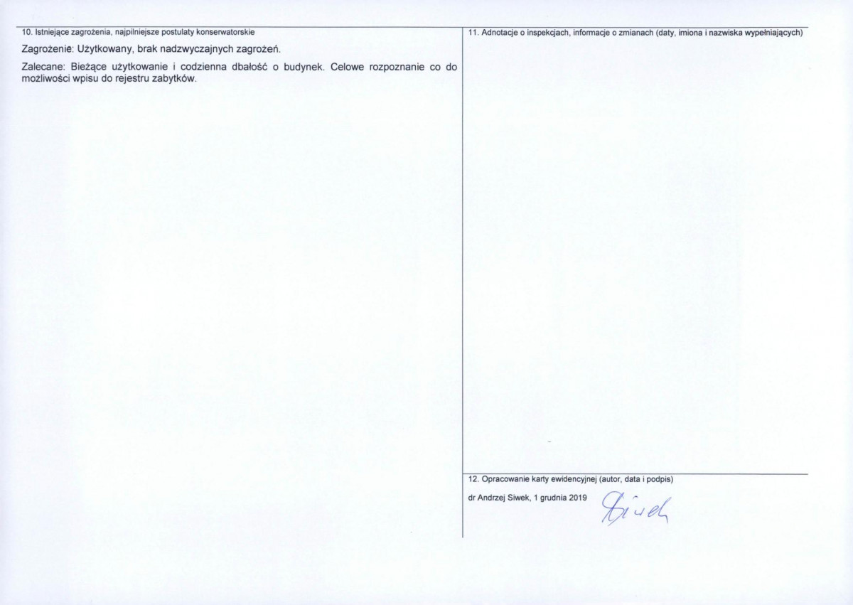 Karta obiektu niewpisanego do rejestru, skan nr 2