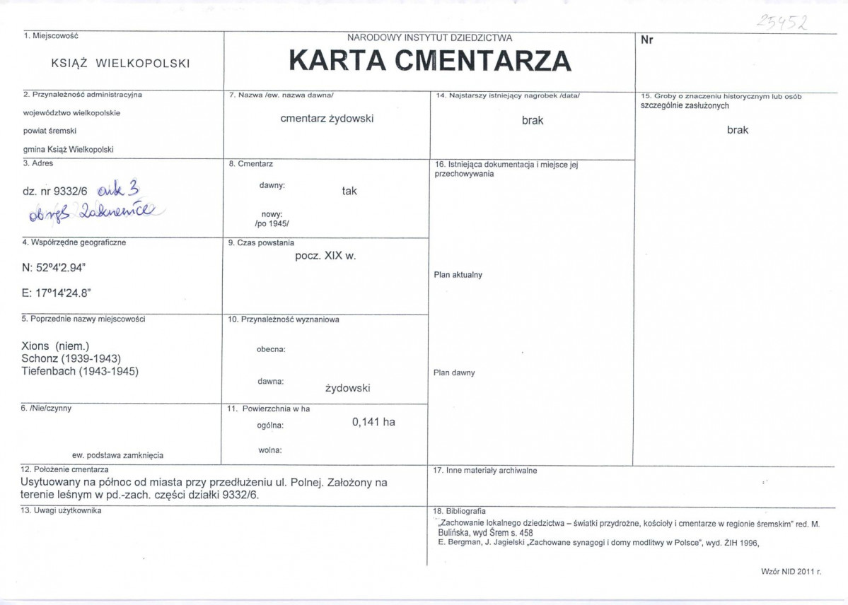 KC - Karta cmentarza, skan nr 1