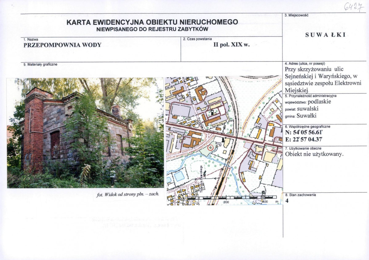 Karta obiektu niewpisanego do rejestru, skan nr 1