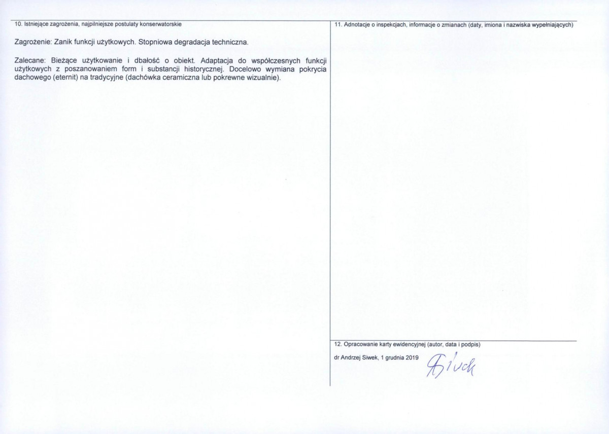 Karta obiektu niewpisanego do rejestru, skan nr 2