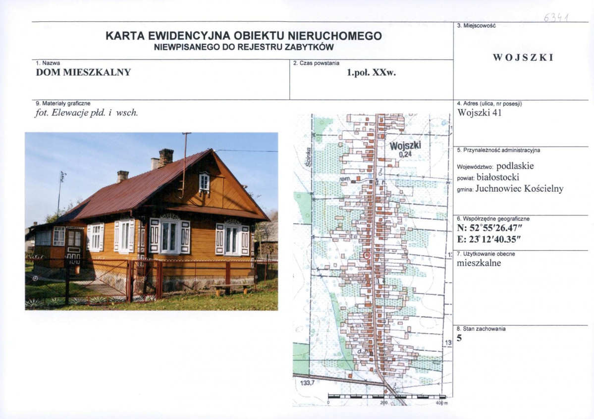 Karta obiektu niewpisanego do rejestru, skan nr 1