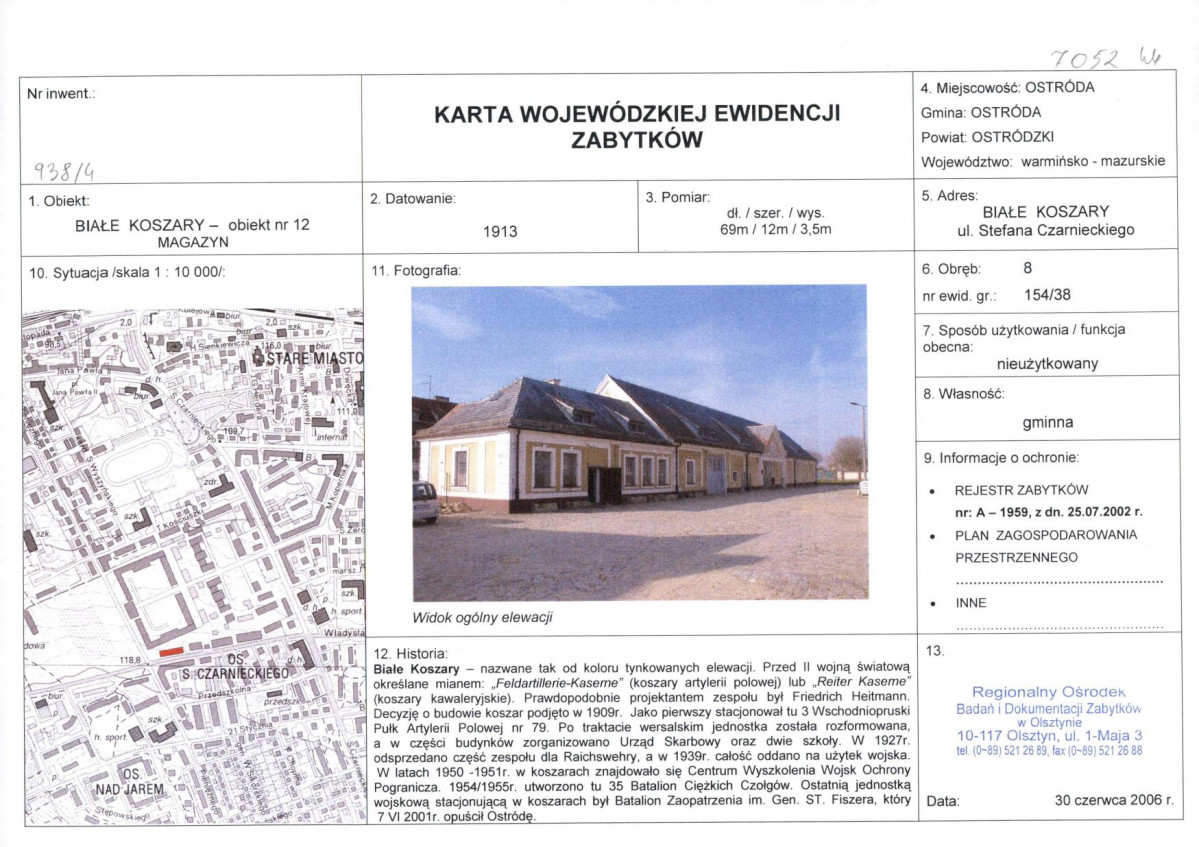 Karta obiektu niewpisanego do rejestru, skan nr 1