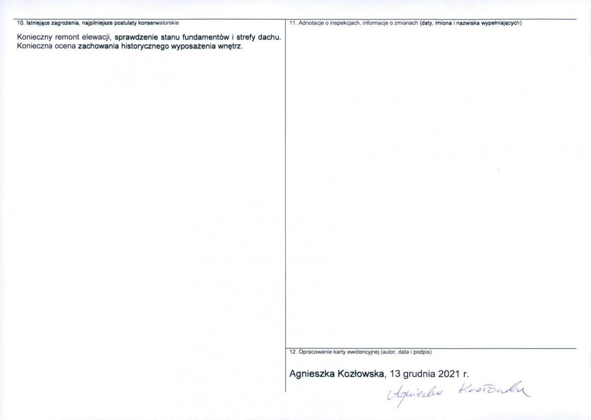 Karta obiektu niewpisanego do rejestru, skan nr 2