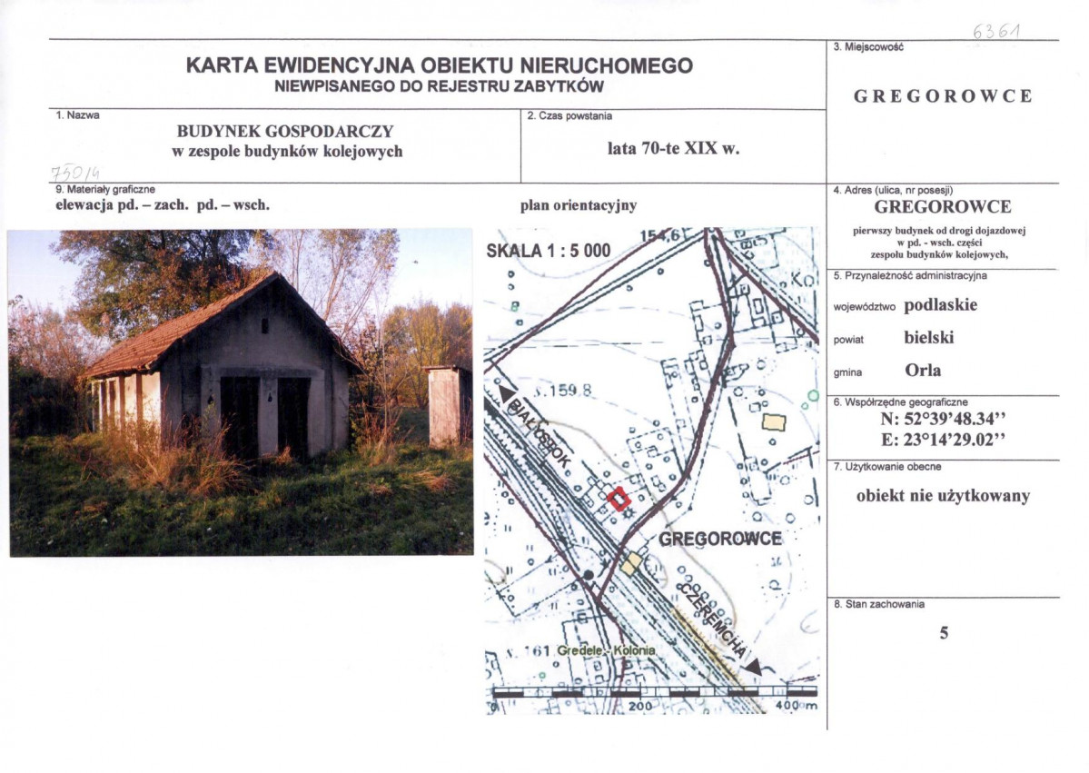 KEZN - Karta obiektu niewpisanego do rejestru, skan nr 1