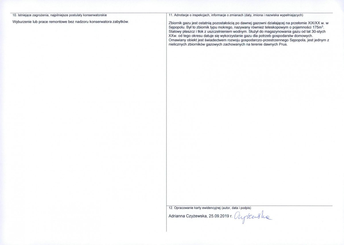 Karta obiektu niewpisanego do rejestru, skan nr 2