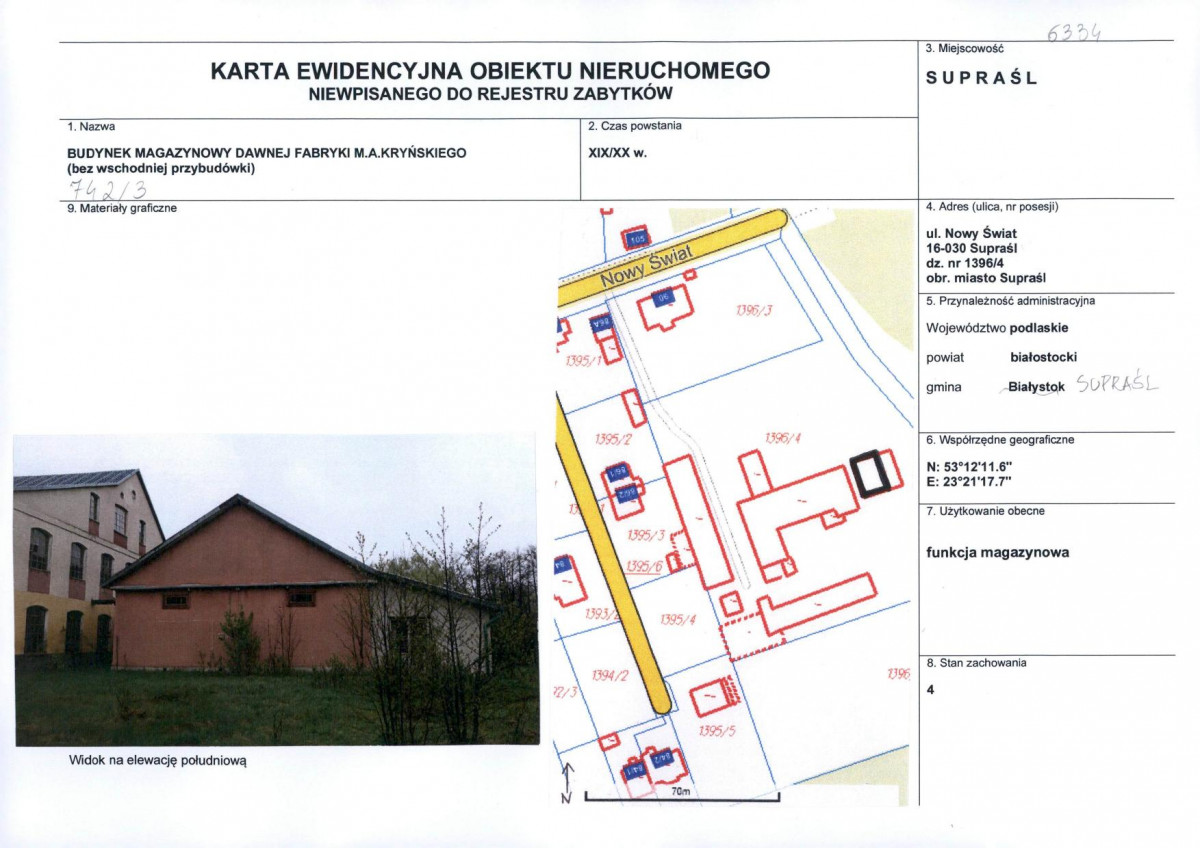 Karta obiektu niewpisanego do rejestru, skan nr 1
