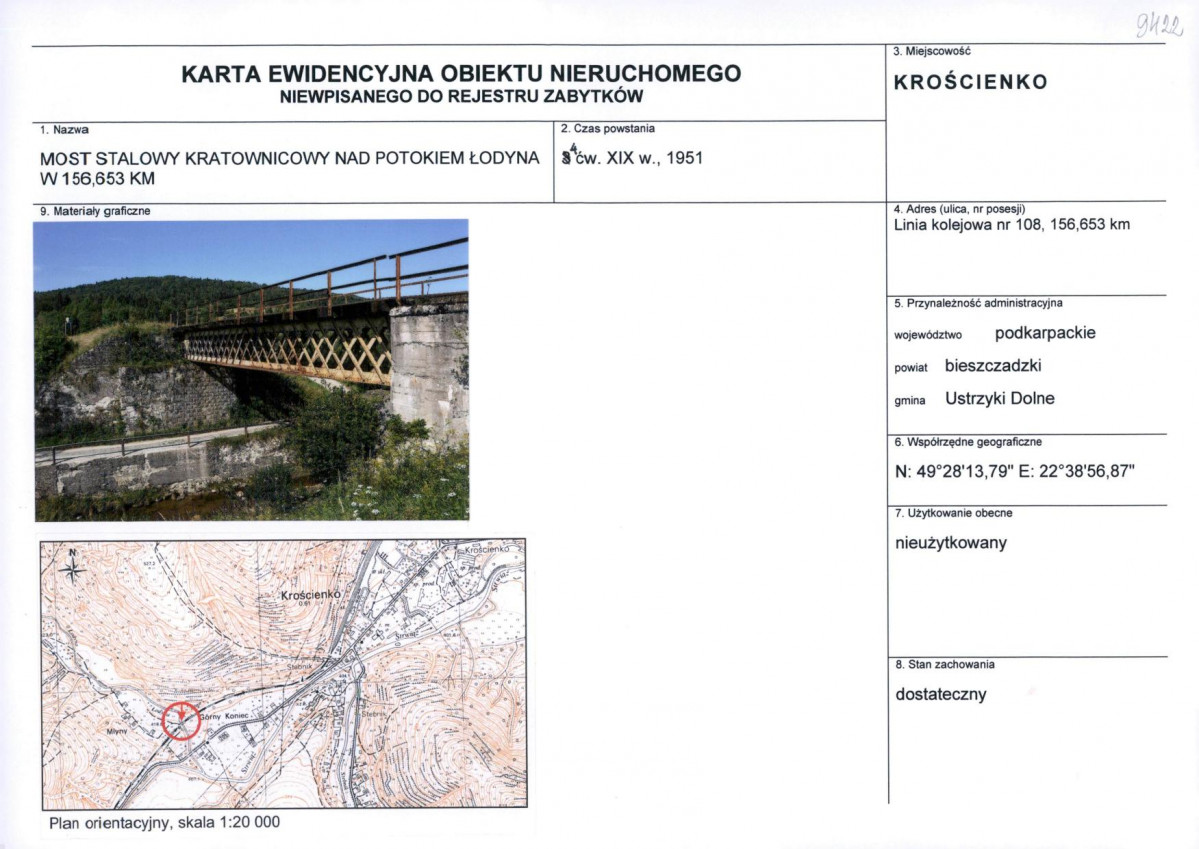 Karta obiektu niewpisanego do rejestru, skan nr 1