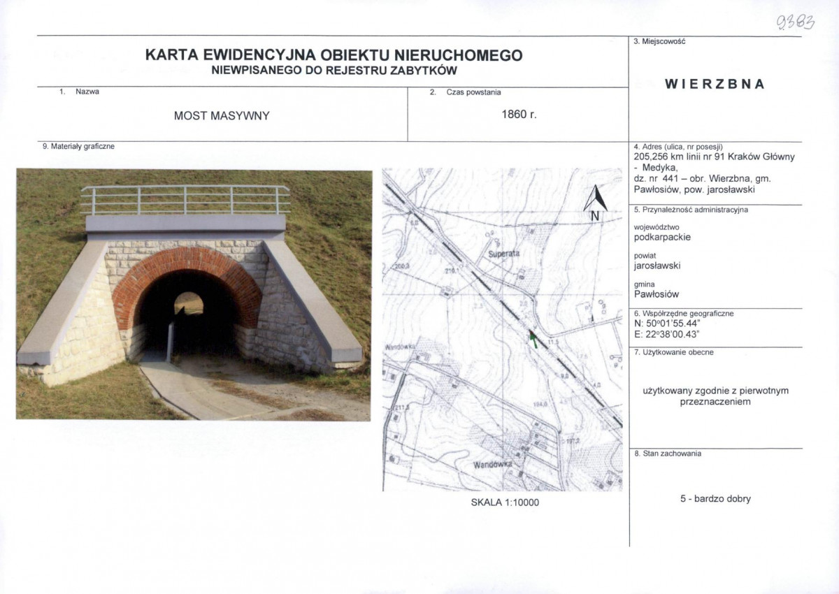 Karta obiektu niewpisanego do rejestru, skan nr 1