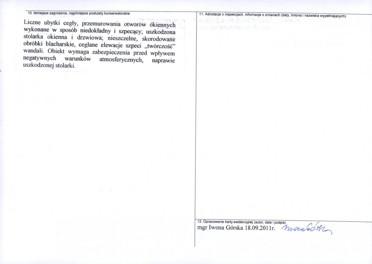 KEZN - Karta obiektu niewpisanego do rejestru, skan nr 2