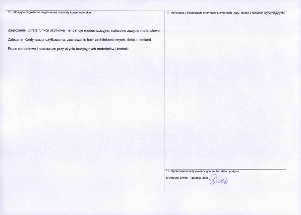 Karta obiektu niewpisanego do rejestru, skan nr 2