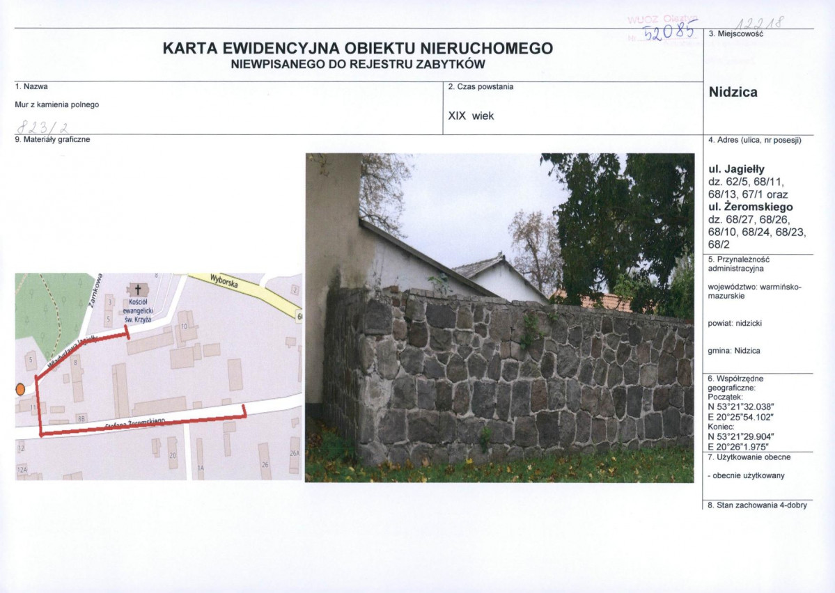 KEZN - Karta obiektu niewpisanego do rejestru, skan nr 1