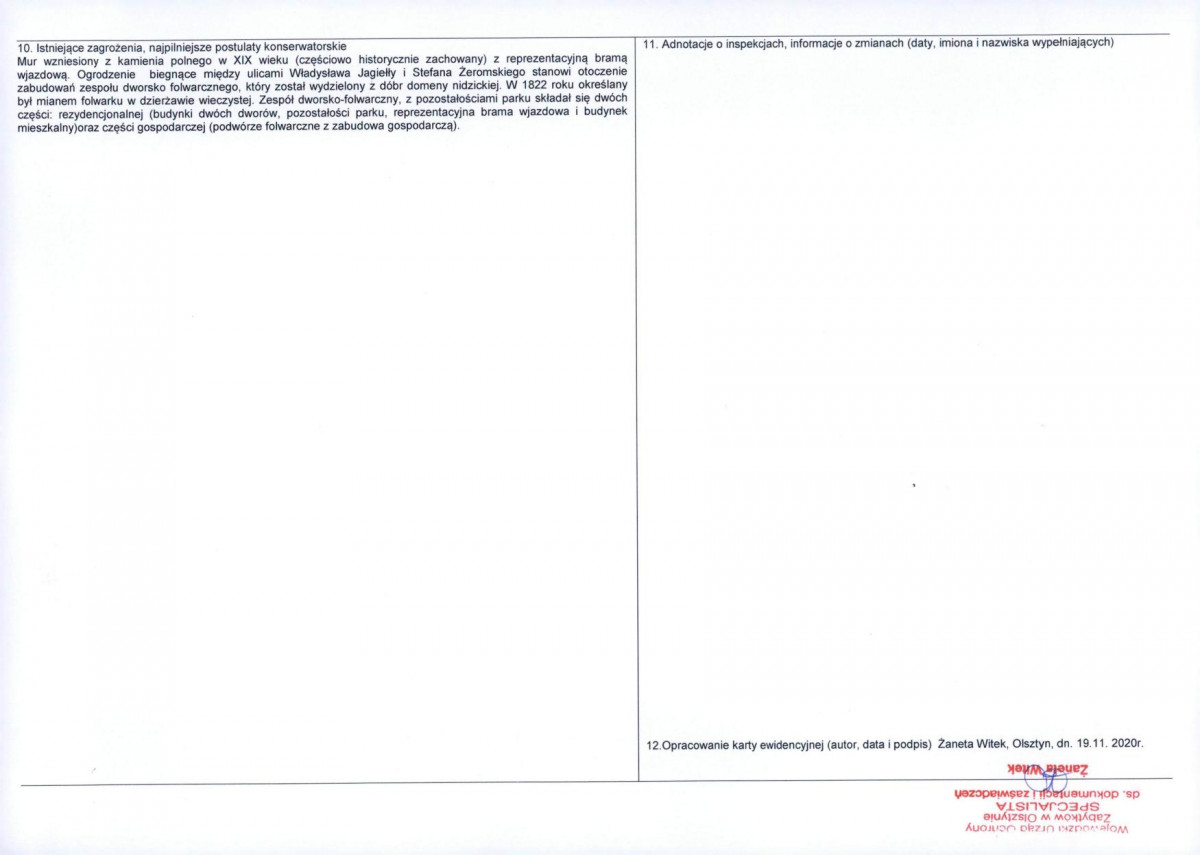 KEZN - Karta obiektu niewpisanego do rejestru, skan nr 2
