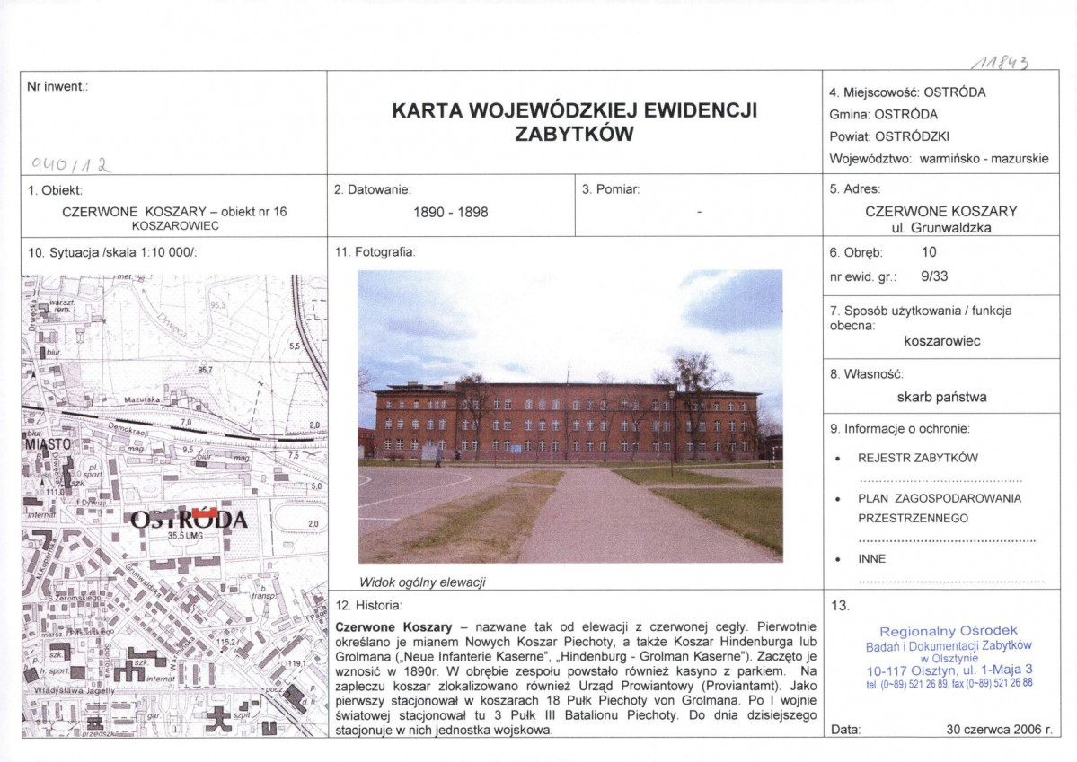 Karta obiektu niewpisanego do rejestru, skan nr 1