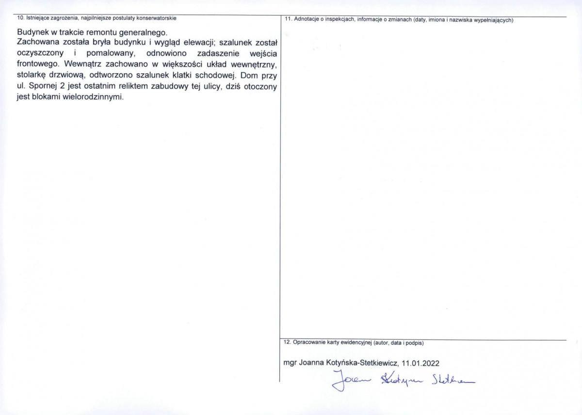 Karta obiektu niewpisanego do rejestru, skan nr 2