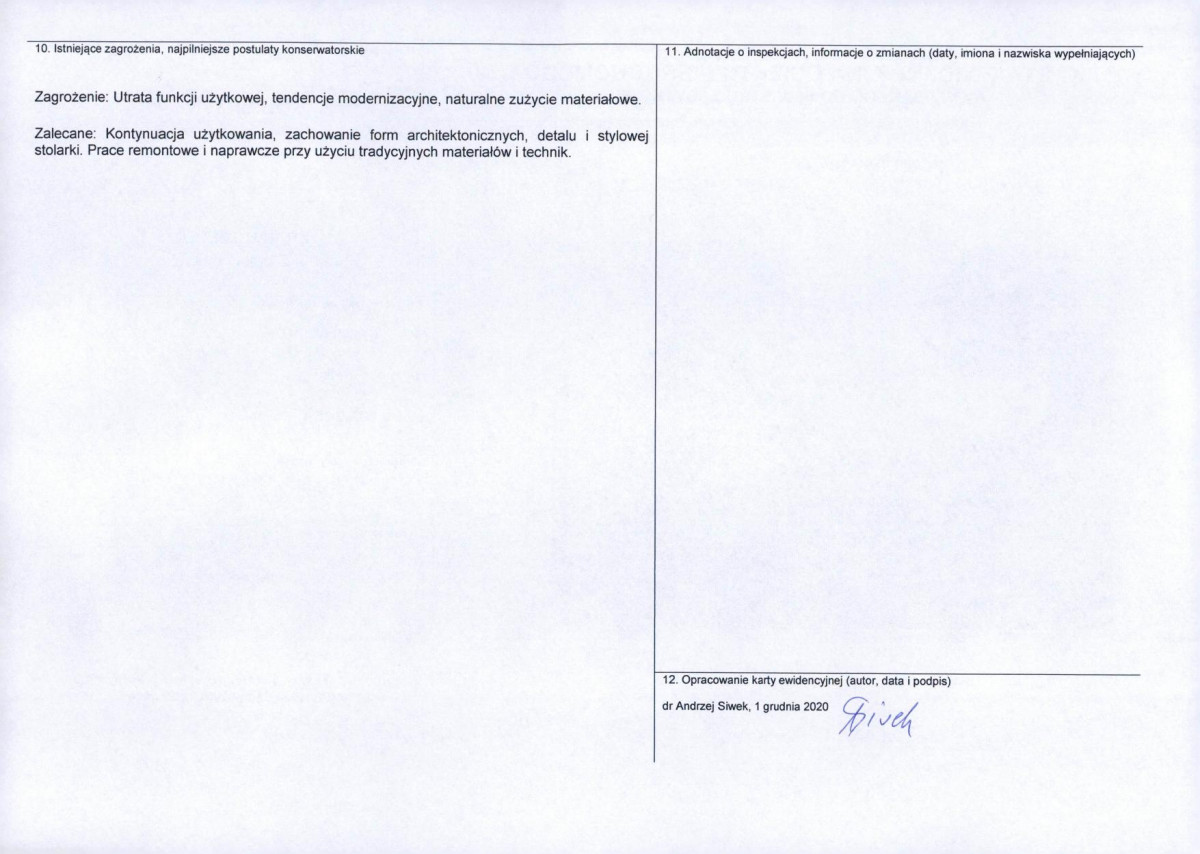 Karta obiektu niewpisanego do rejestru, skan nr 2