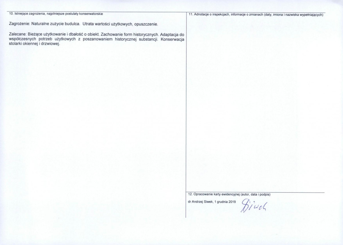 Karta obiektu niewpisanego do rejestru, skan nr 2