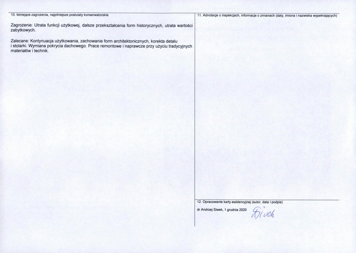 Karta obiektu niewpisanego do rejestru, skan nr 2