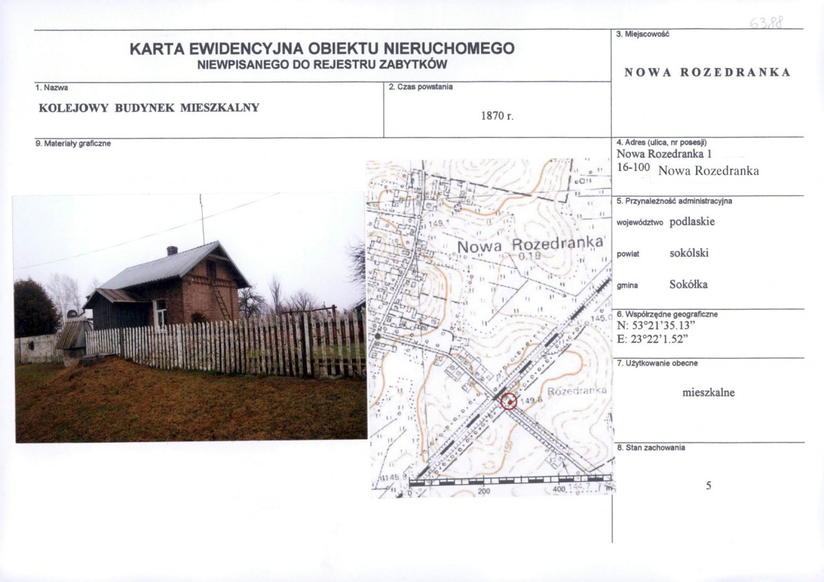 KEZN - Karta obiektu niewpisanego do rejestru, skan nr 1