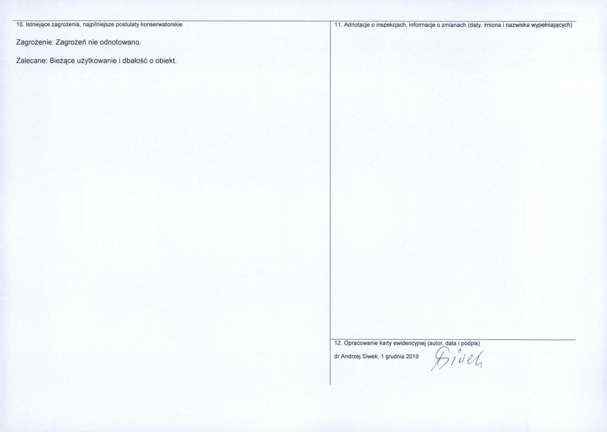 Karta obiektu niewpisanego do rejestru, skan nr 2