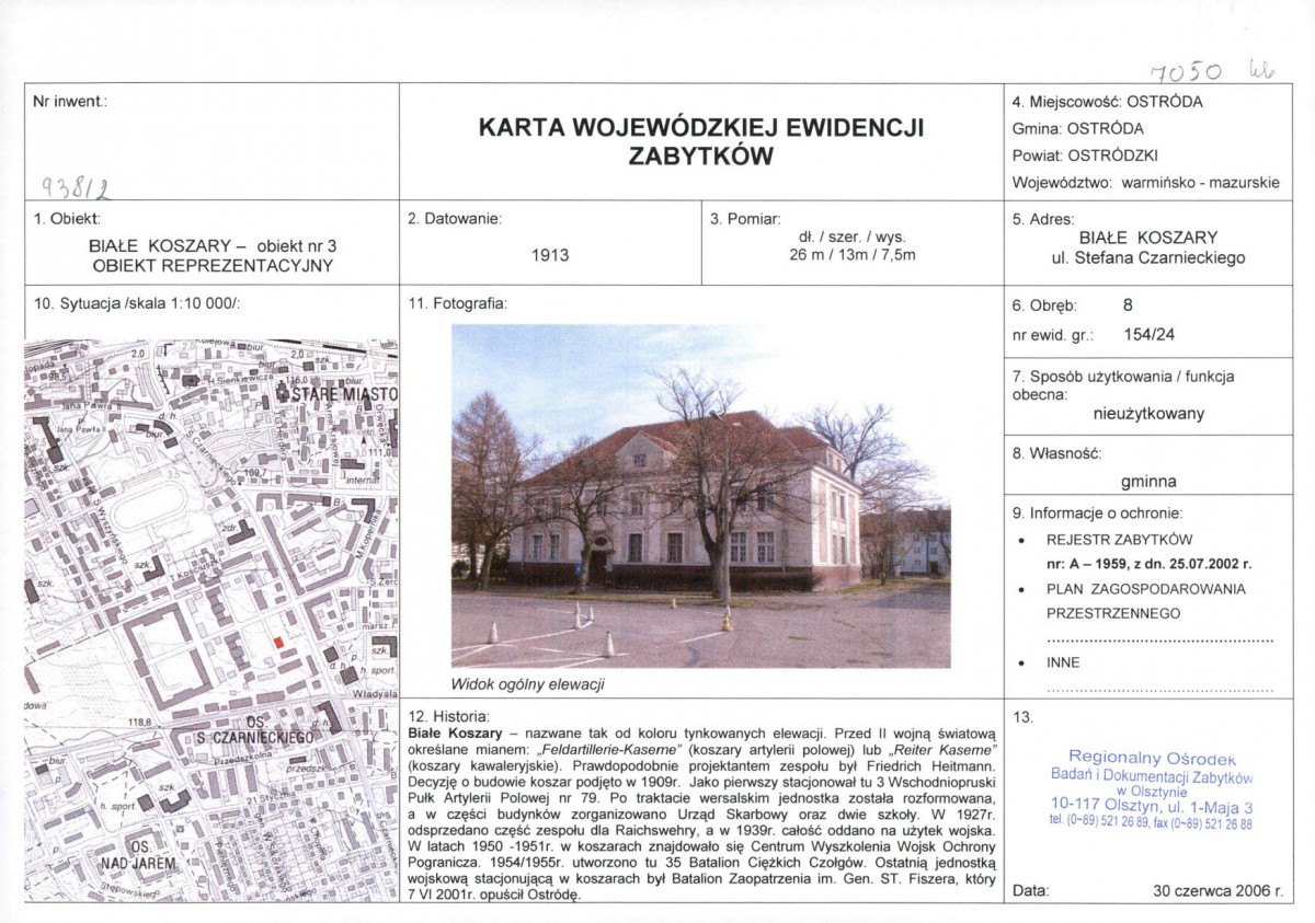 Karta obiektu niewpisanego do rejestru, skan nr 1