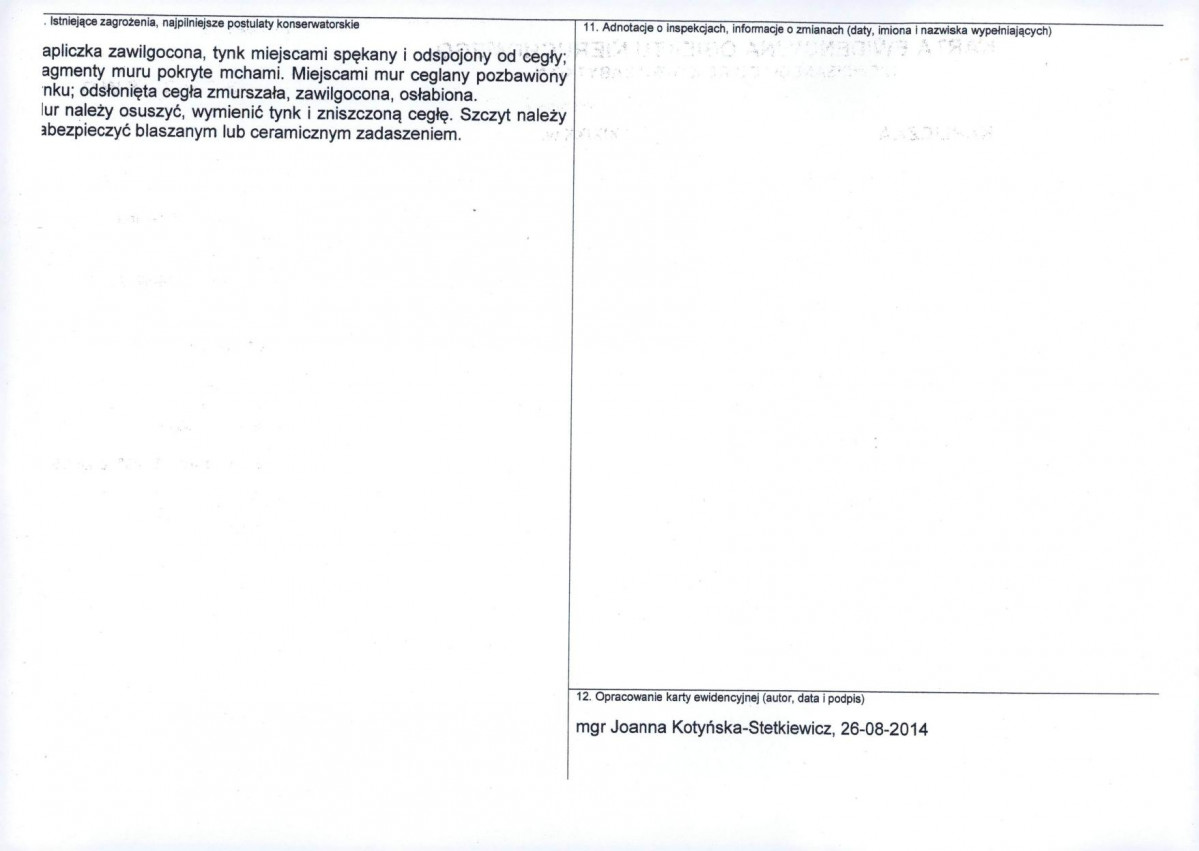 Karta obiektu niewpisanego do rejestru, skan nr 2