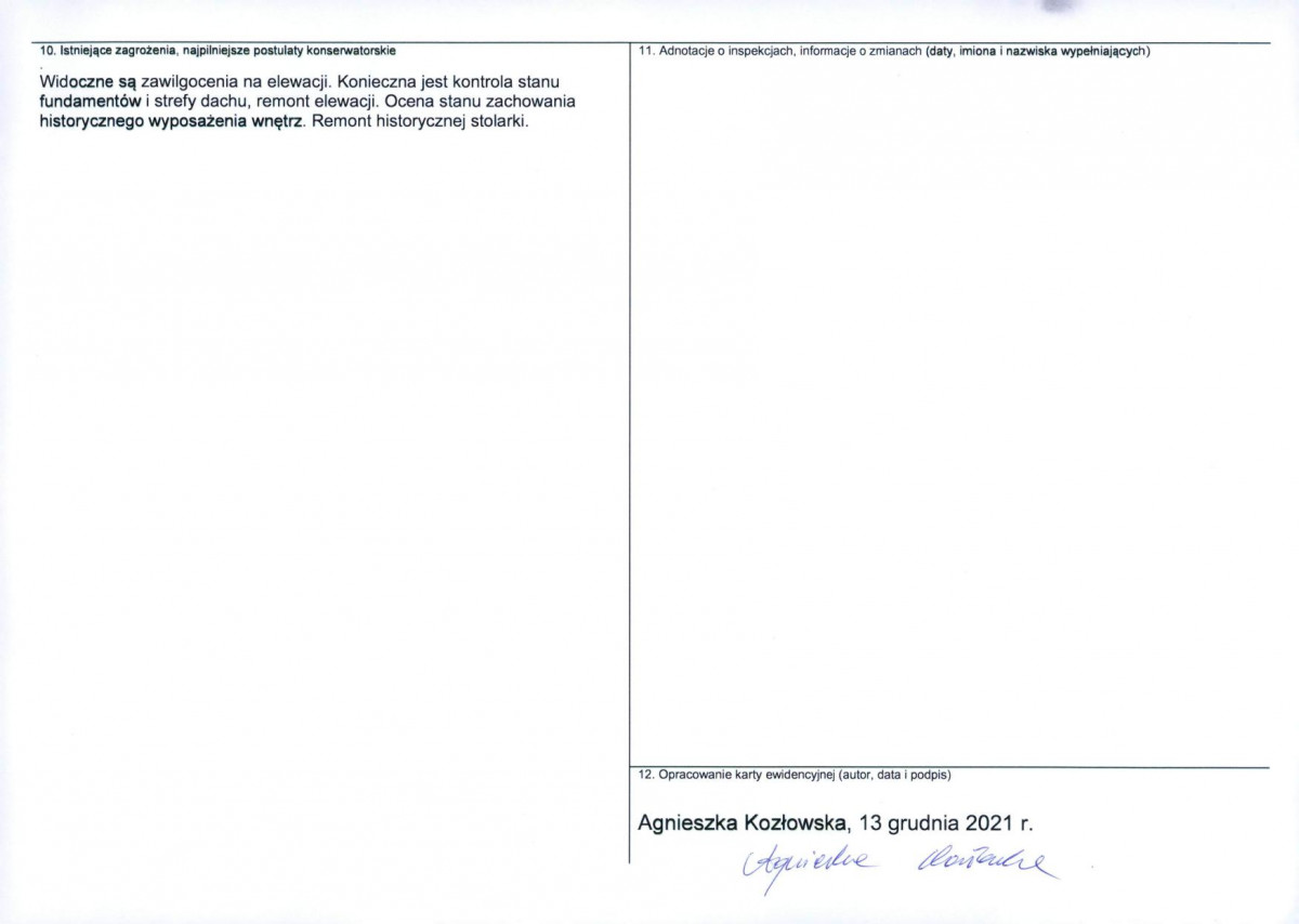 Karta obiektu niewpisanego do rejestru, skan nr 2