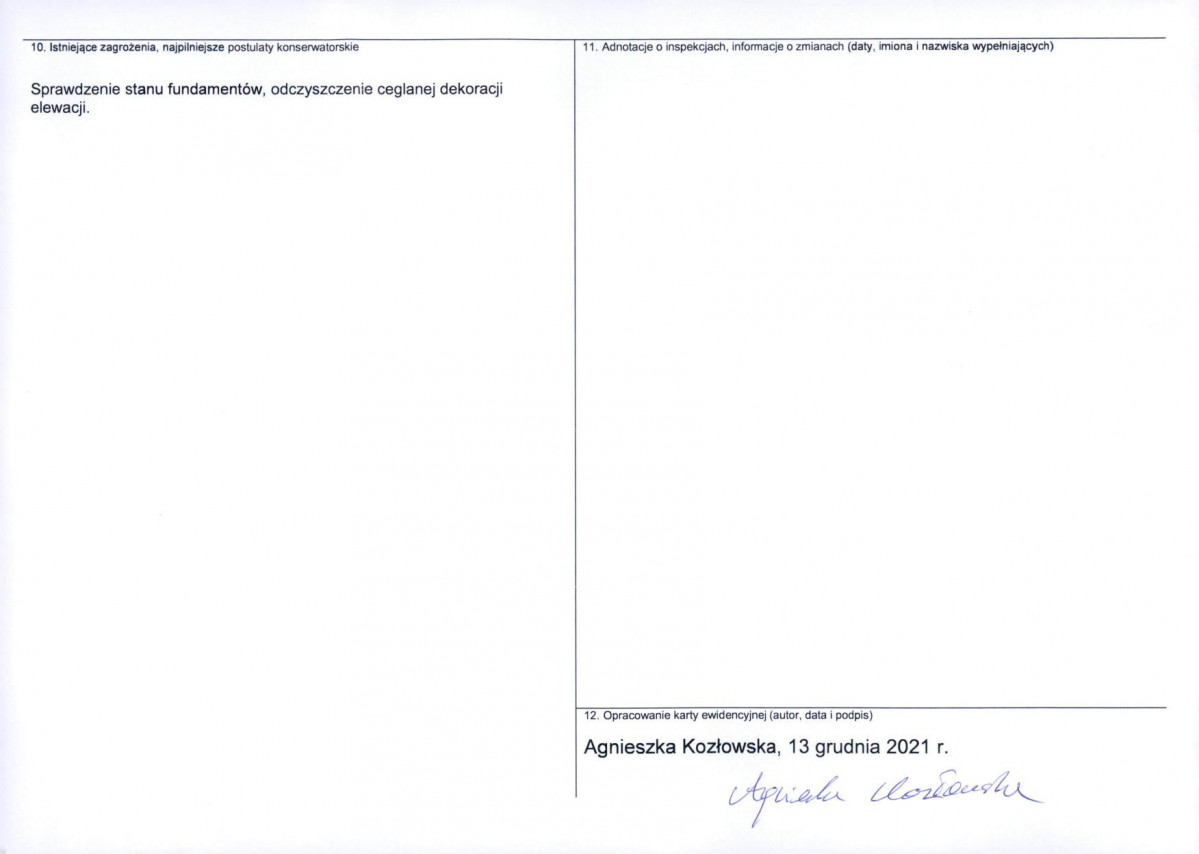 Karta obiektu niewpisanego do rejestru, skan nr 2