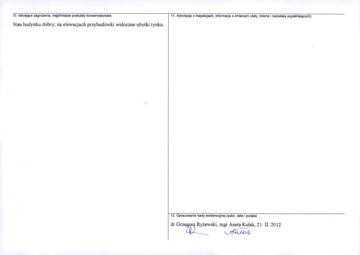 Karta obiektu niewpisanego do rejestru, skan nr 2