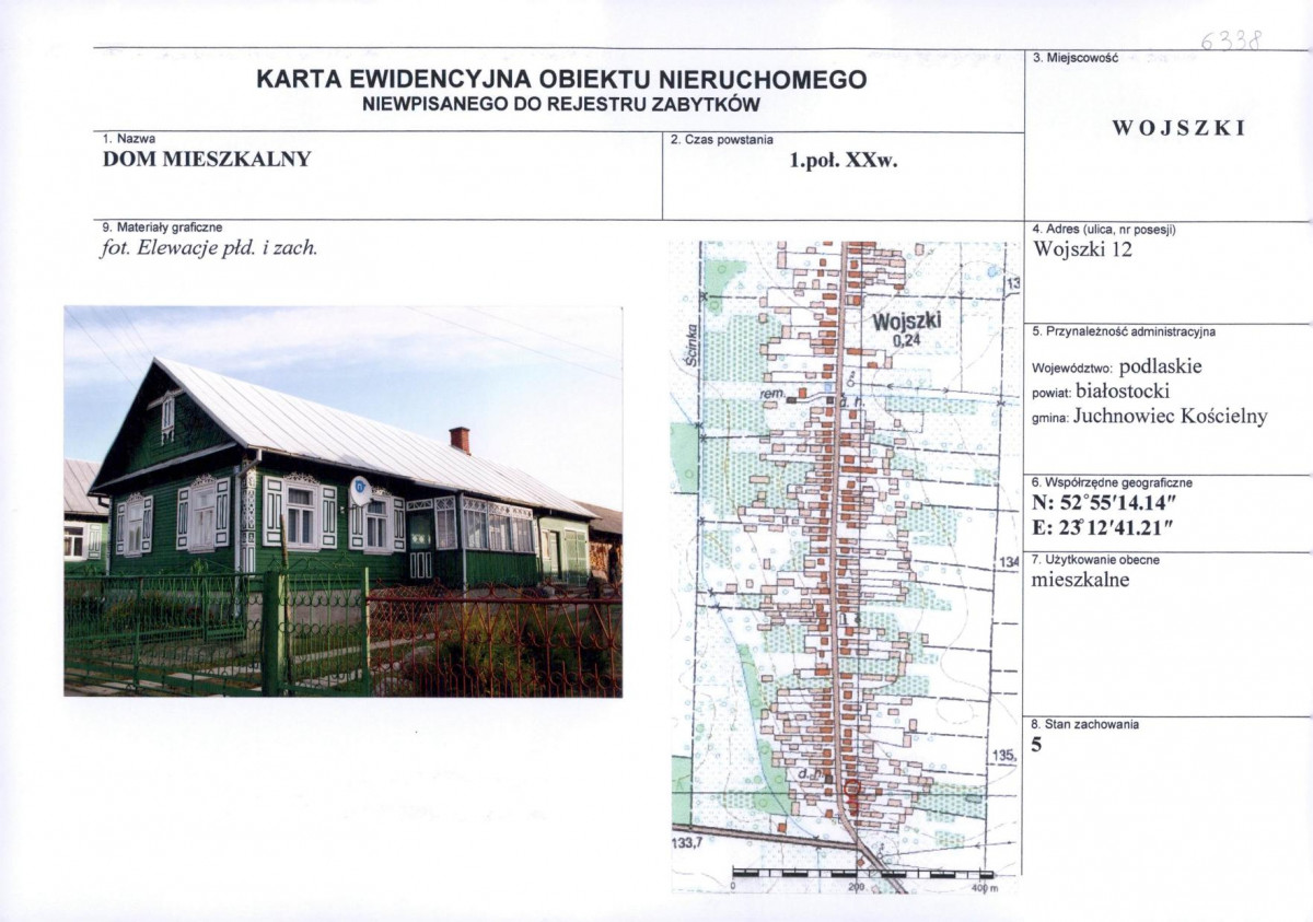 Karta obiektu niewpisanego do rejestru, skan nr 1