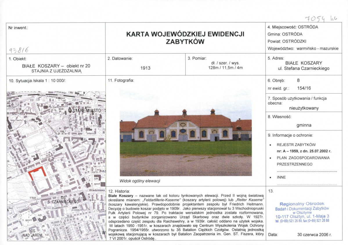 Karta obiektu niewpisanego do rejestru, skan nr 1