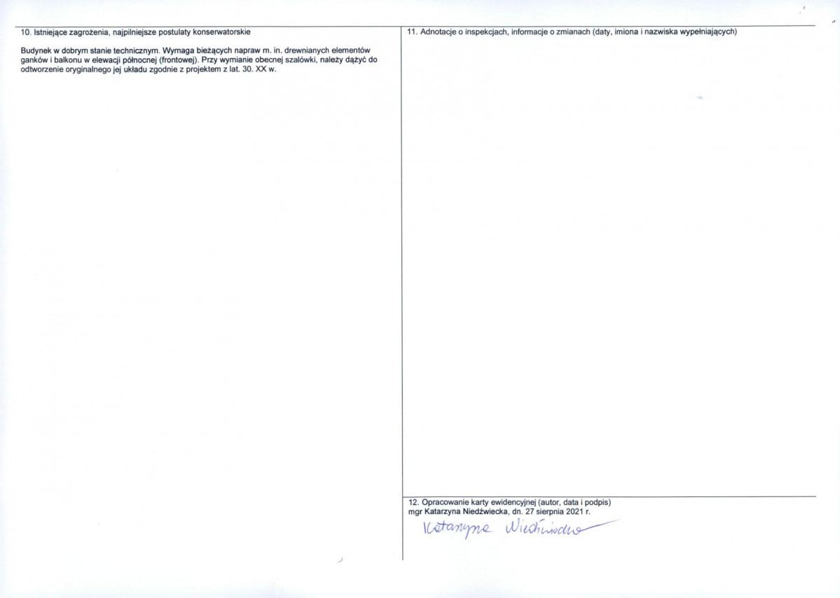 Karta obiektu niewpisanego do rejestru, skan nr 2