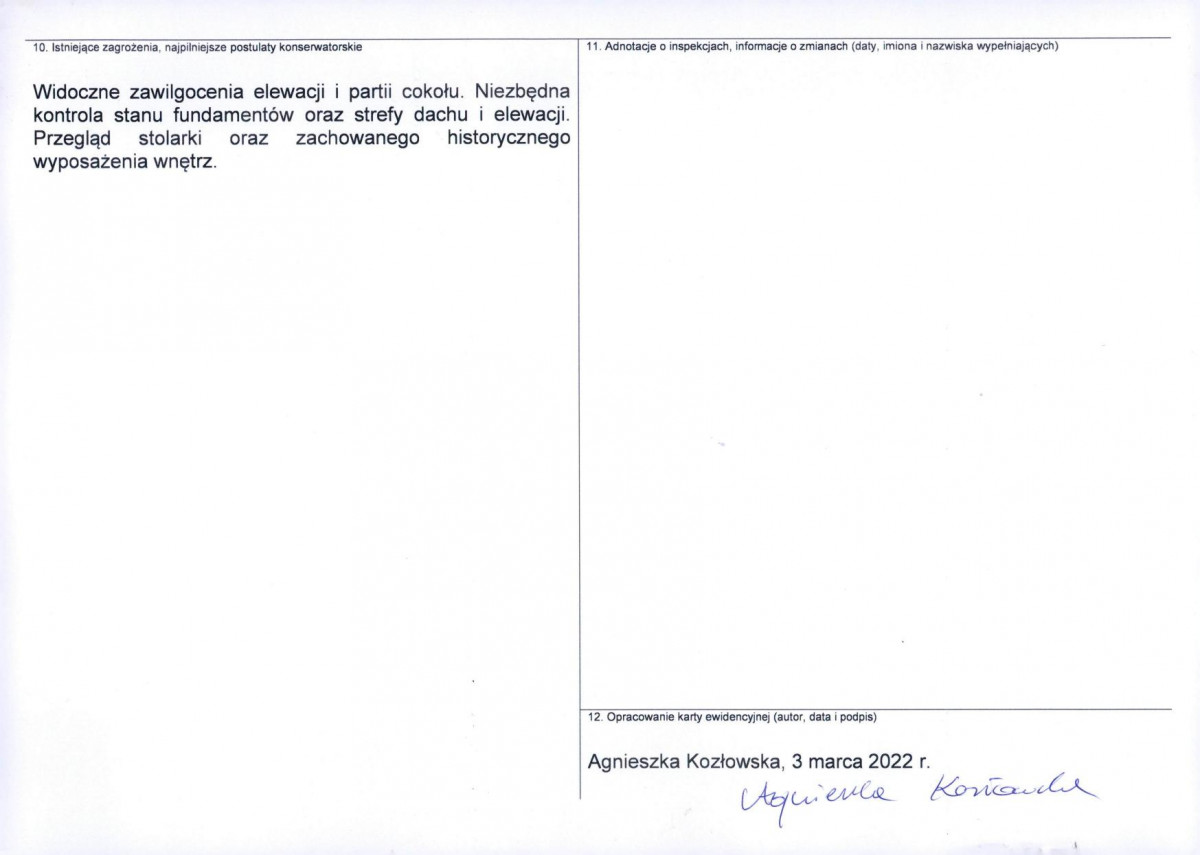 Karta obiektu niewpisanego do rejestru, skan nr 2