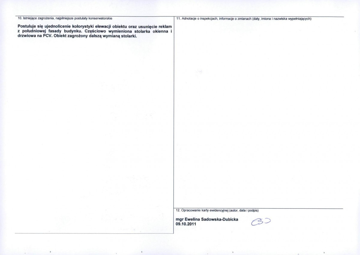 Karta obiektu niewpisanego do rejestru, skan nr 2