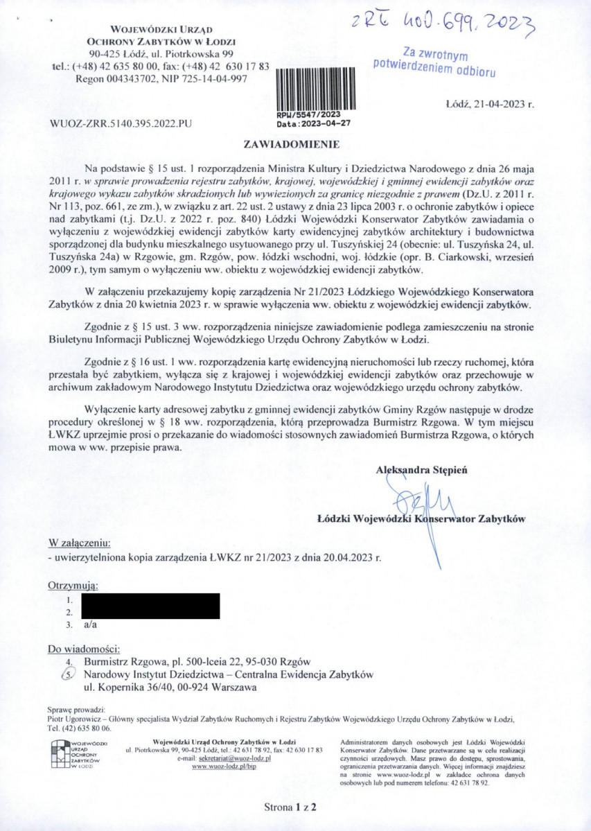 wyl - Wyłączenie z ewidencji, skan nr 1