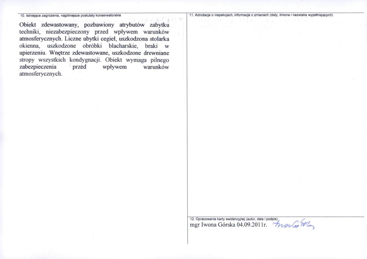 KEZN - Karta obiektu niewpisanego do rejestru, skan nr 2