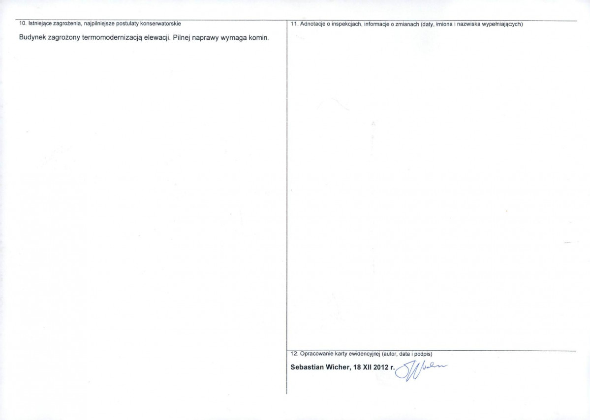 Karta obiektu niewpisanego do rejestru, skan nr 2