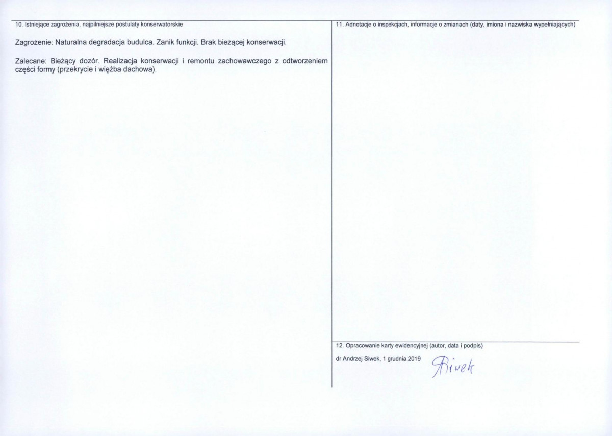 Karta obiektu niewpisanego do rejestru, skan nr 2