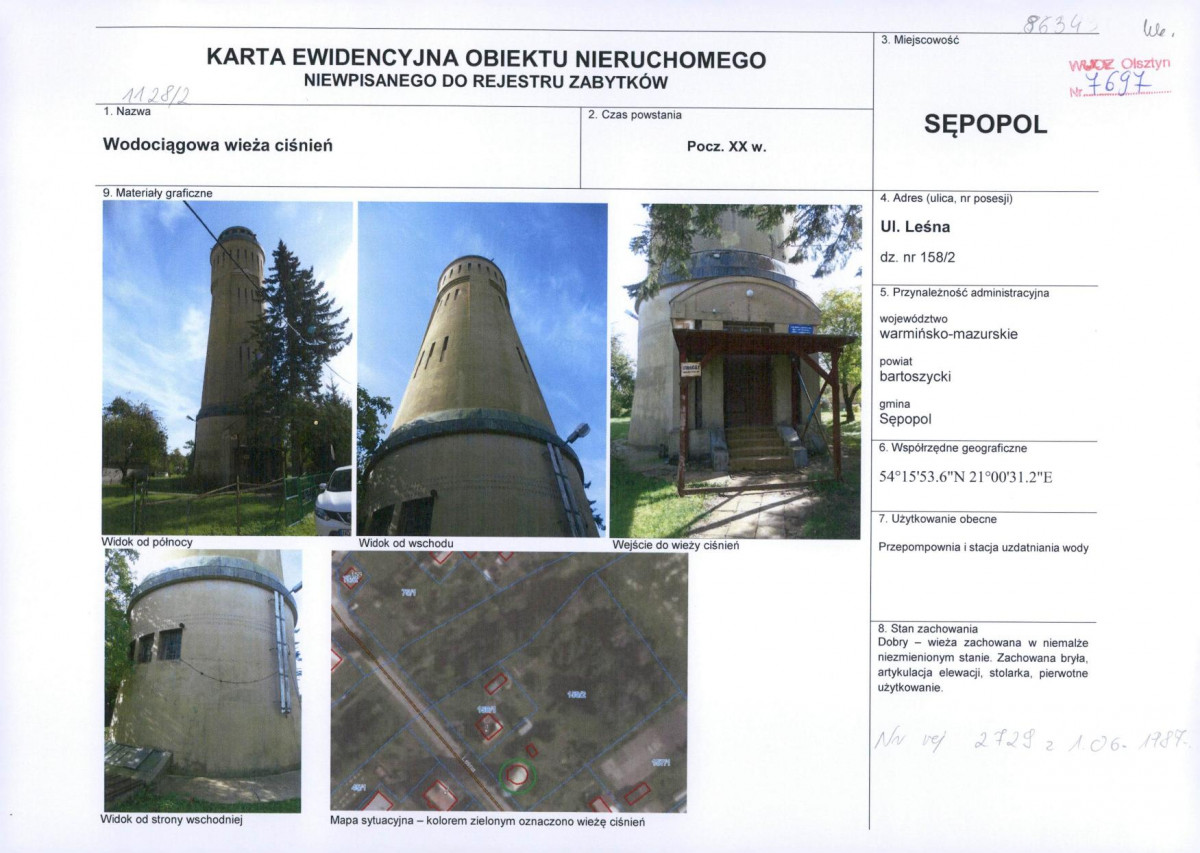 Karta obiektu niewpisanego do rejestru, skan nr 1