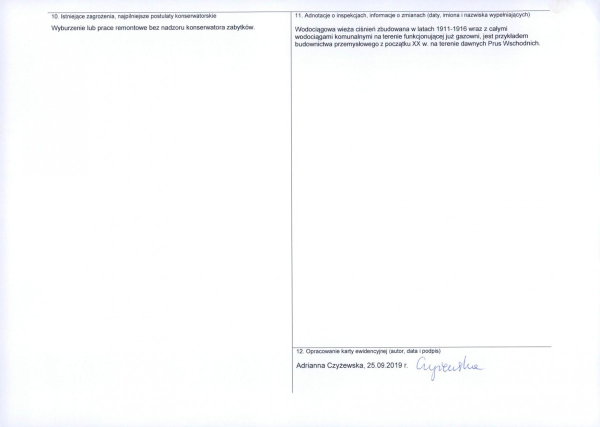 Karta obiektu niewpisanego do rejestru, skan nr 2