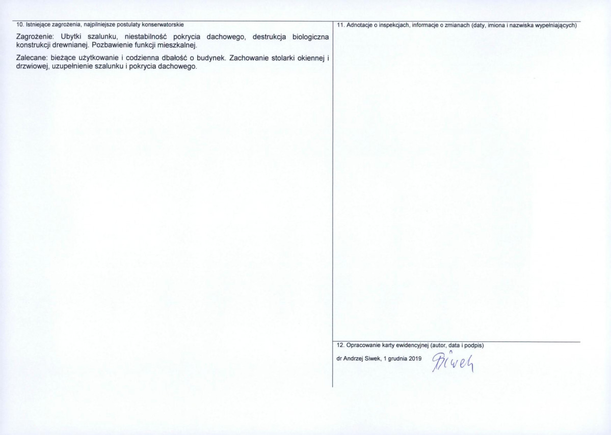 Karta obiektu niewpisanego do rejestru, skan nr 2