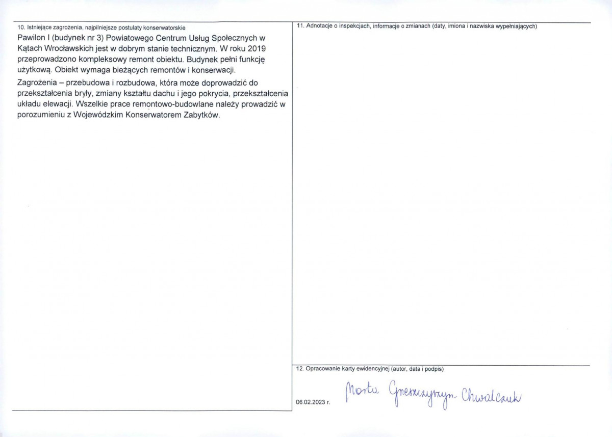 Karta obiektu niewpisanego do rejestru, skan nr 2