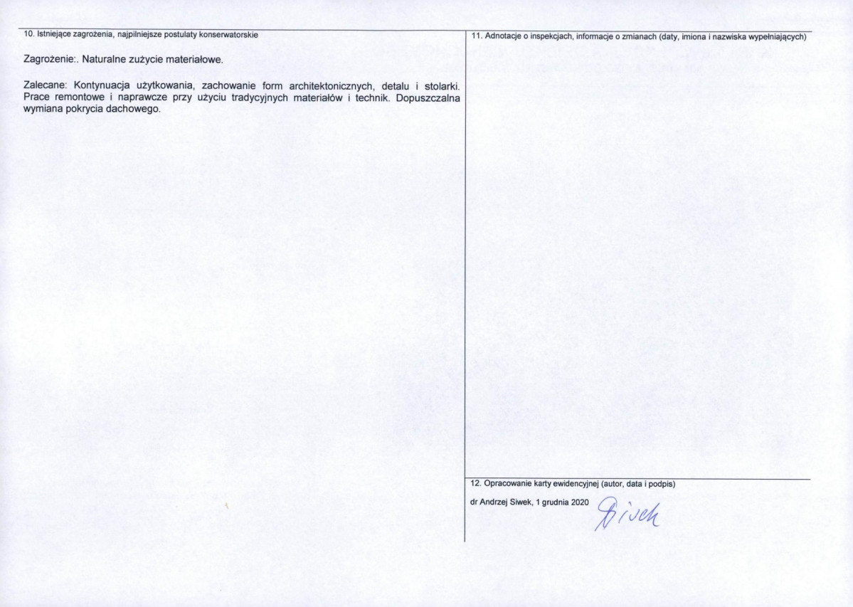 Karta obiektu niewpisanego do rejestru, skan nr 2