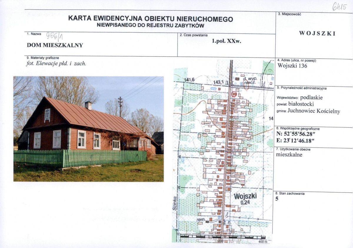 Karta obiektu niewpisanego do rejestru, skan nr 1