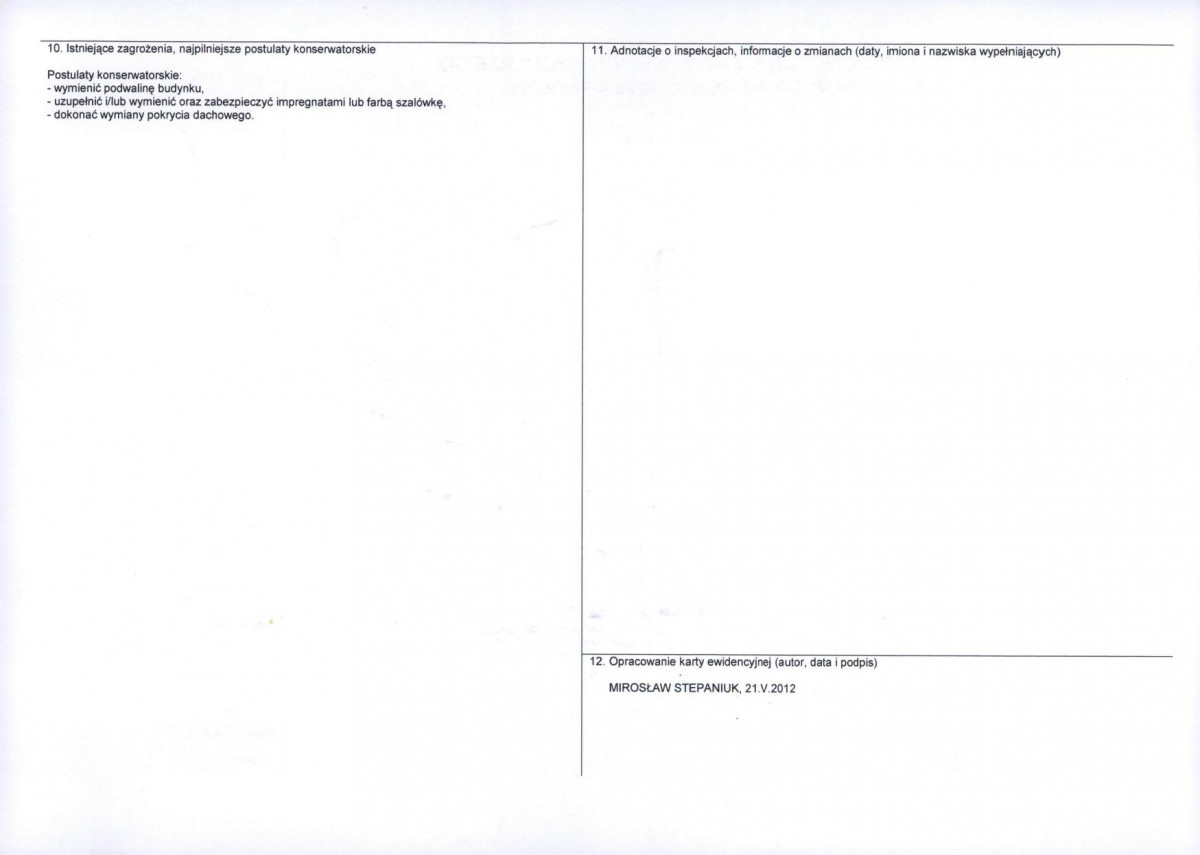 Karta obiektu niewpisanego do rejestru, skan nr 2