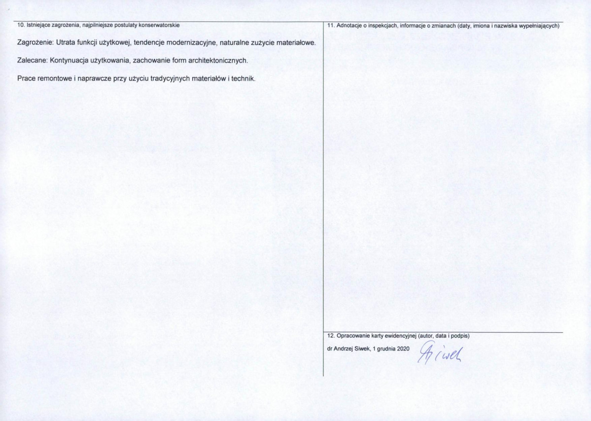 Karta obiektu niewpisanego do rejestru, skan nr 2