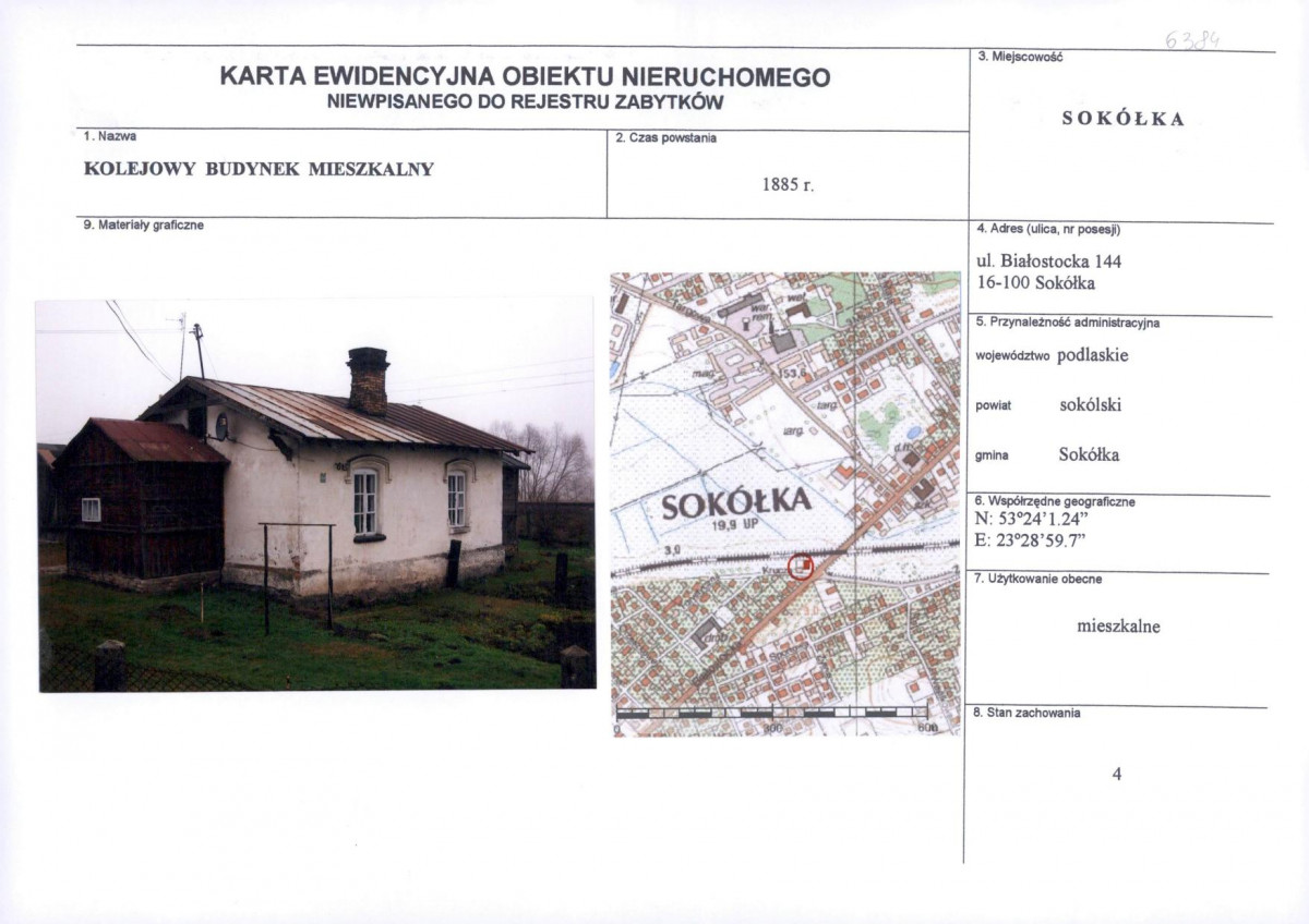 Karta obiektu niewpisanego do rejestru, skan nr 1