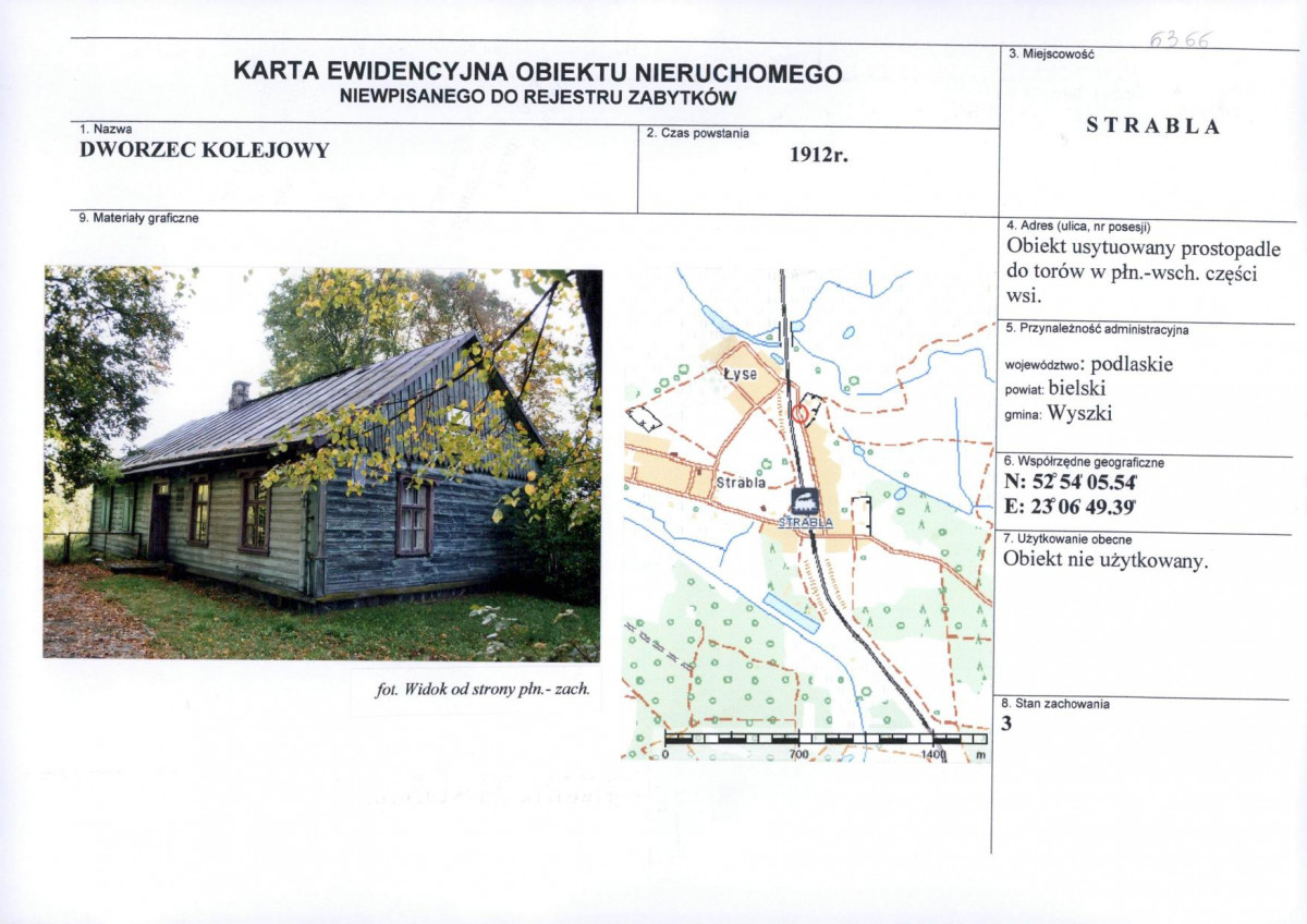 Karta obiektu niewpisanego do rejestru, skan nr 1