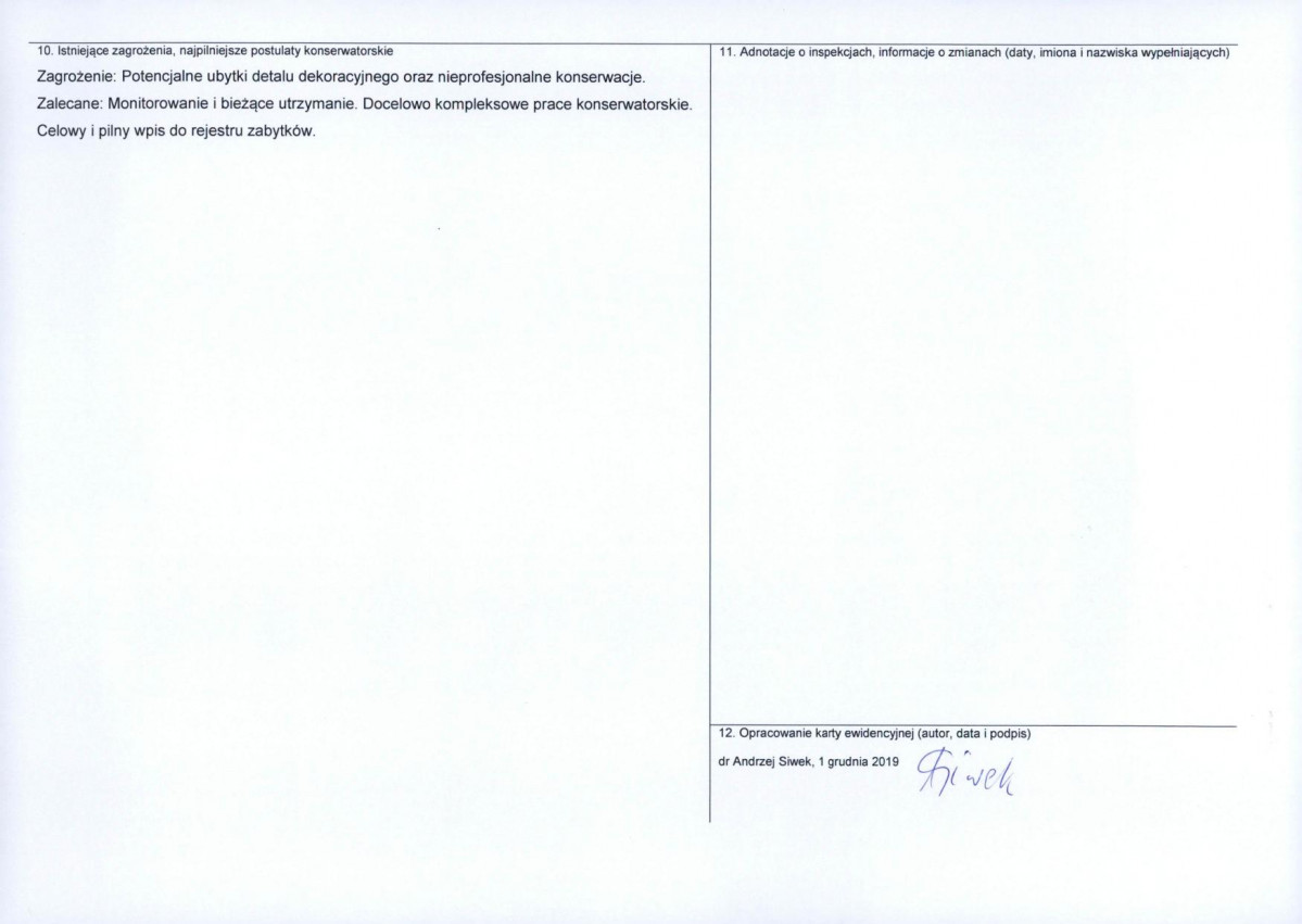 Karta obiektu niewpisanego do rejestru, skan nr 2