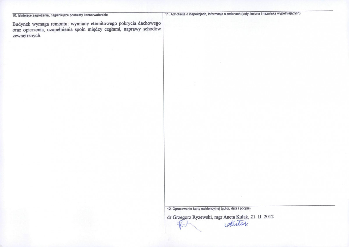 KEZN - Karta obiektu niewpisanego do rejestru, skan nr 2