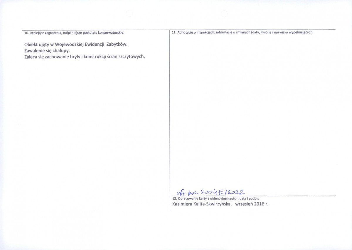 Karta obiektu niewpisanego do rejestru, skan nr 2
